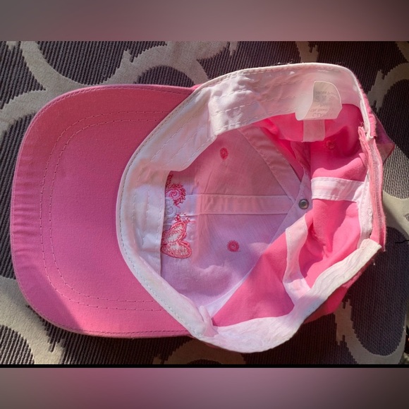 Kids Pink Embroidered Floral Baseball Cap - Picture 2 of 2